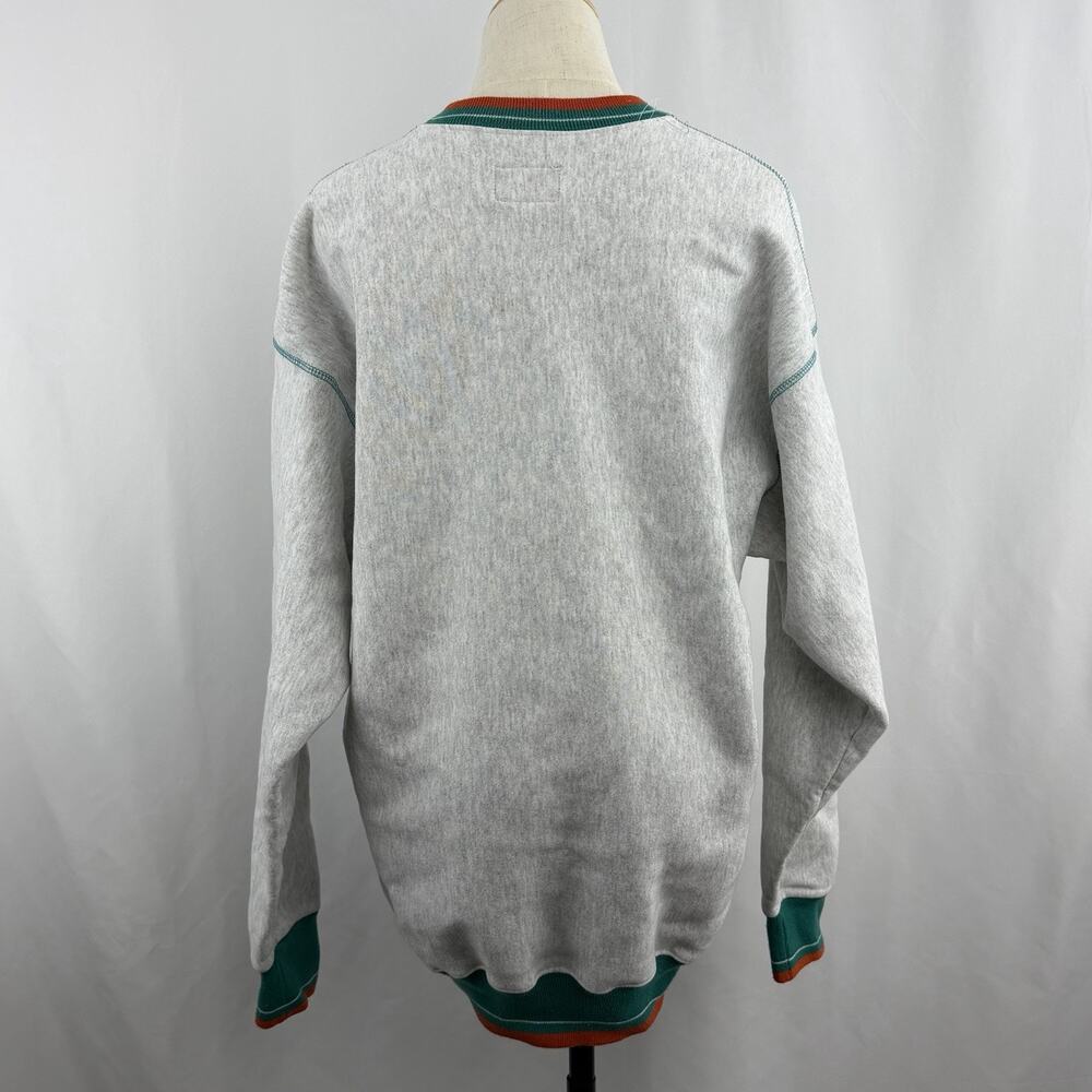 Vintage 90s Miami Dolphins Crewneck Sweatshirt Sz XL Gray Palm Legends Athletic - Picture 4 of 7